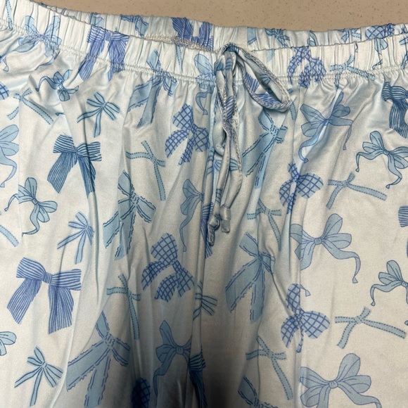 NWOT blue pajama set with ribbons, about knee length shorts size XL - Picture 5 of 7